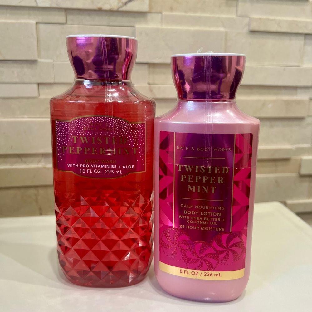 Bath & Body Works Twisted Peppermint Body Wash and Lotion